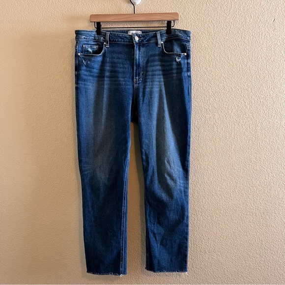PAIGE Hoxton Slim Distressed High Rise Jeans Size 34 - Picture 1 of 11